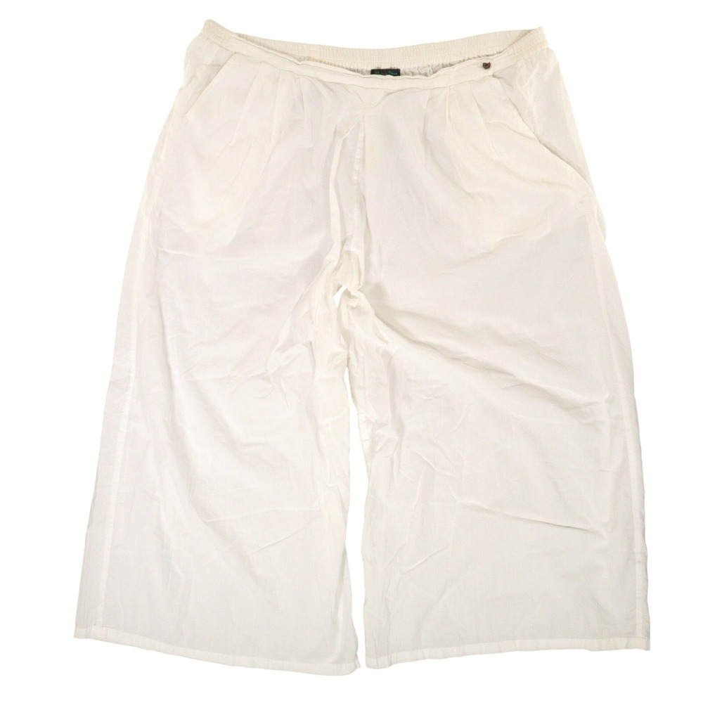 Wide Leg Cotton Pants Lightweight Relaxed White Cotton‎ Women Plus Sz 2/3X